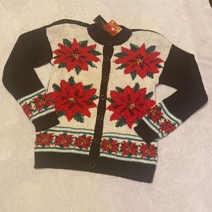NWT Jenny Buchanan Ugly Christmas Sweater Size S Poinsettias